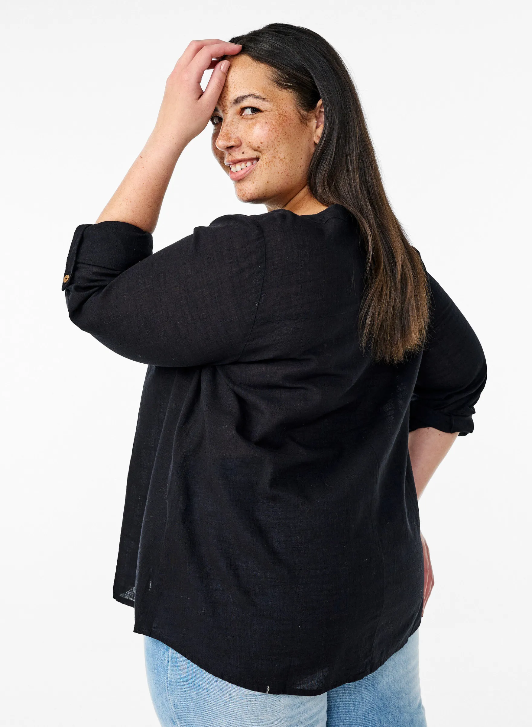 Baumwollbluse mit V-Ausschnitt