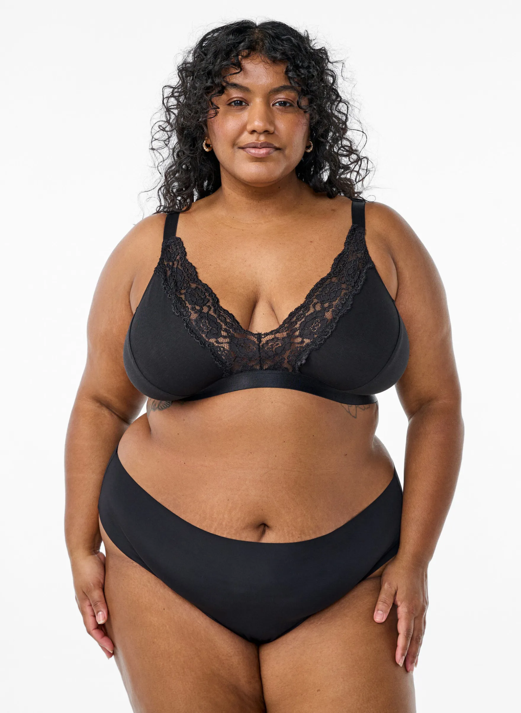 Baumwoll-Bralette mit Spitze