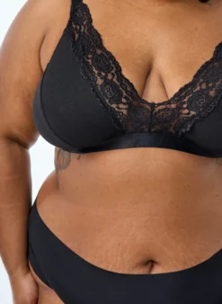 Baumwoll-Bralette mit Spitze