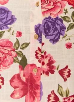 Baumwoll-Midikleid mit Blumenprint