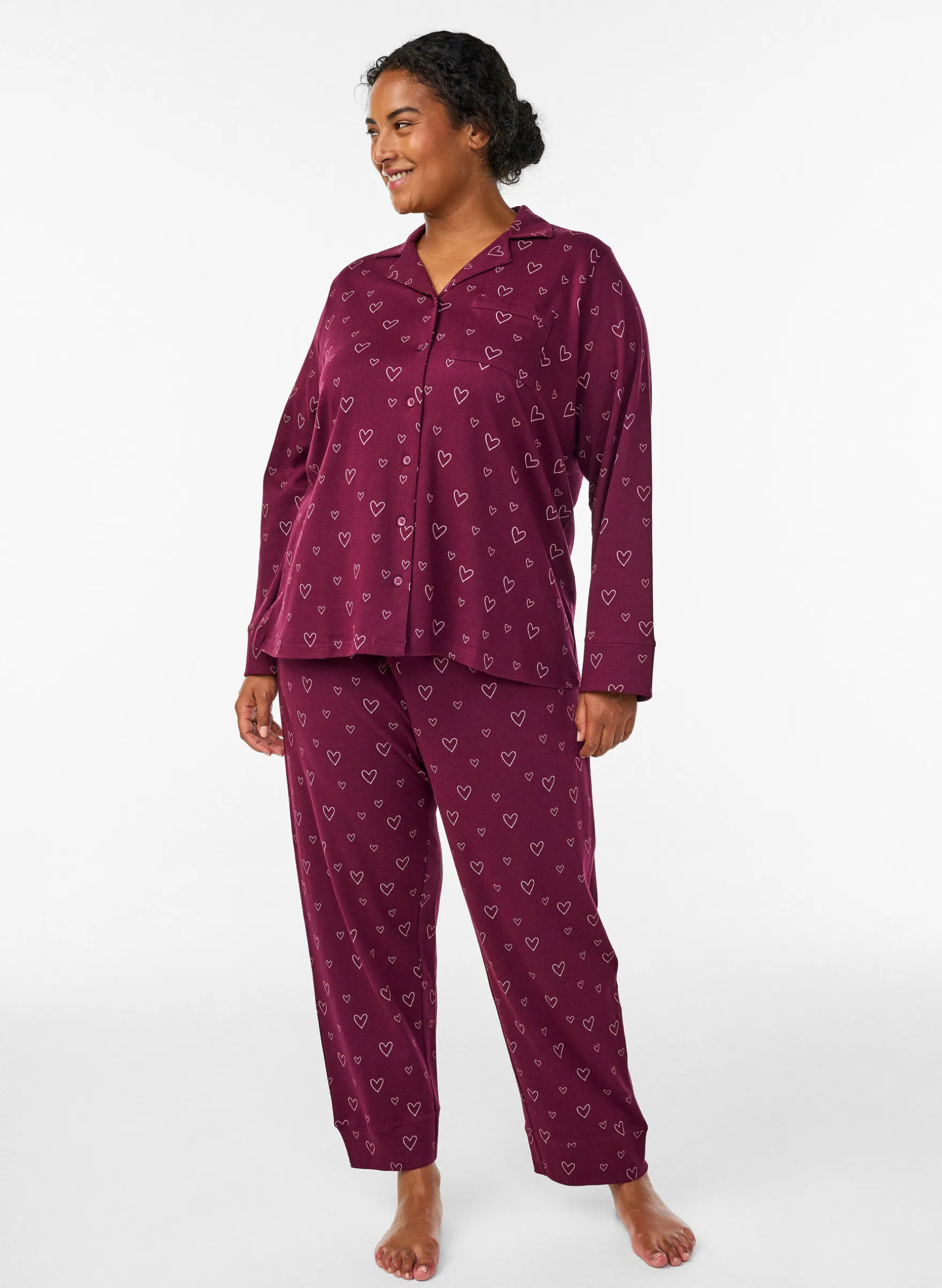 Baumwoll-Pyjamahemd mit Brusttasche