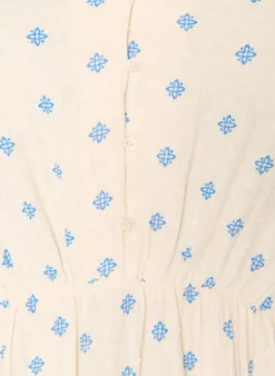 Bedrucktes Kleid aus Baumwolle mit Gummizug in der Taille