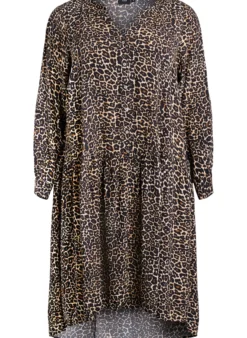 Bedrucktes Midikleid aus Viskose mit langen Ärmeln