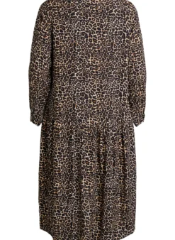 Bedrucktes Midikleid aus Viskose mit langen Ärmeln