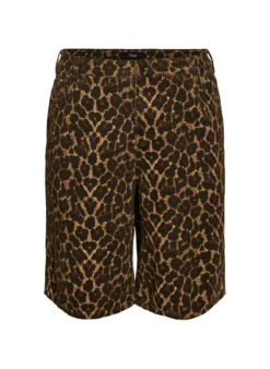 Bermuda Shorts aus Denim mit Leopardenmuster