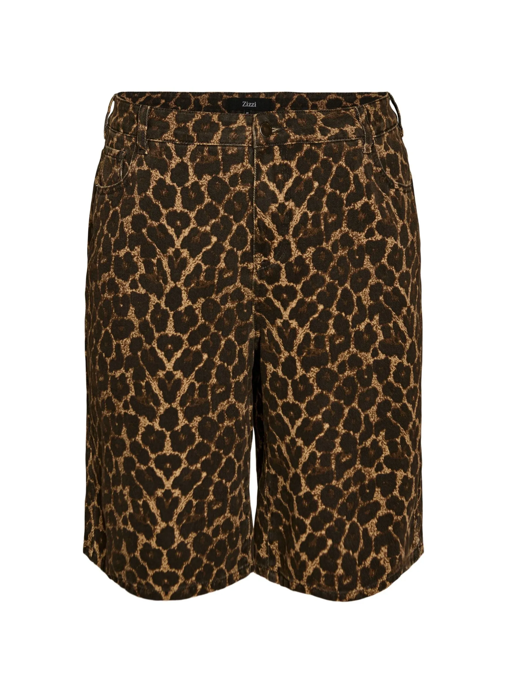 Bermuda Shorts aus Denim mit Leopardenmuster