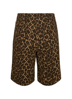 Bermuda Shorts aus Denim mit Leopardenmuster
