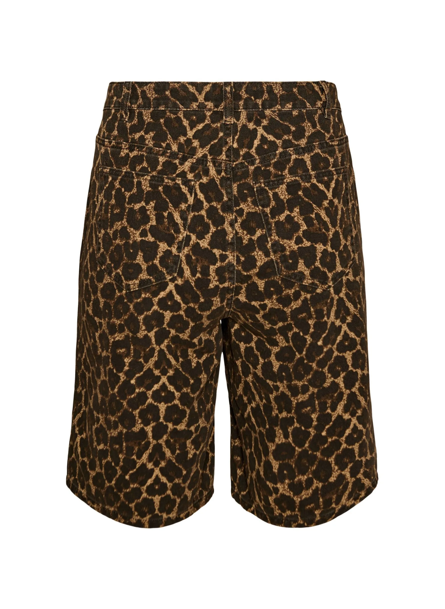 Bermuda Shorts aus Denim mit Leopardenmuster