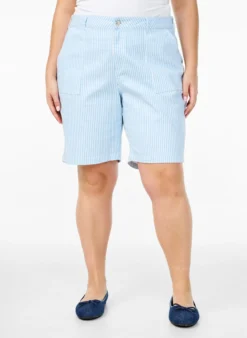 Bermuda-Shorts mit hohem Bund und Streifenmuster