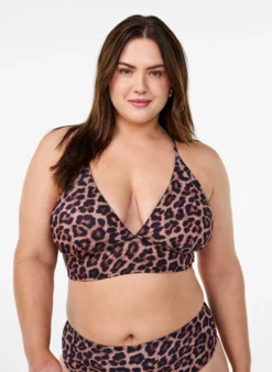 Bikinioberteil mit Leopardenmuster und Bindebändern