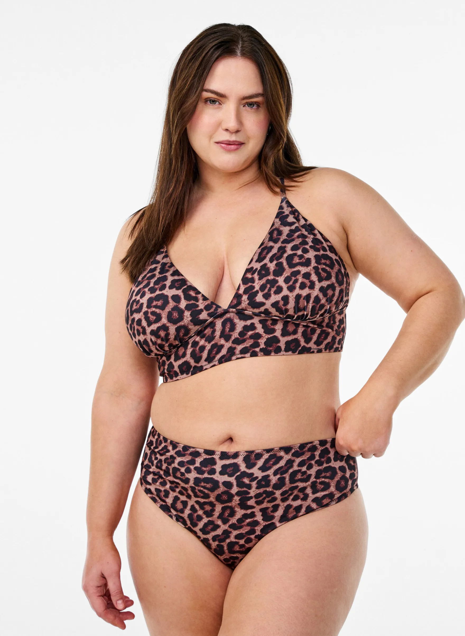Bikinioberteil mit Leopardenmuster und Bindebändern