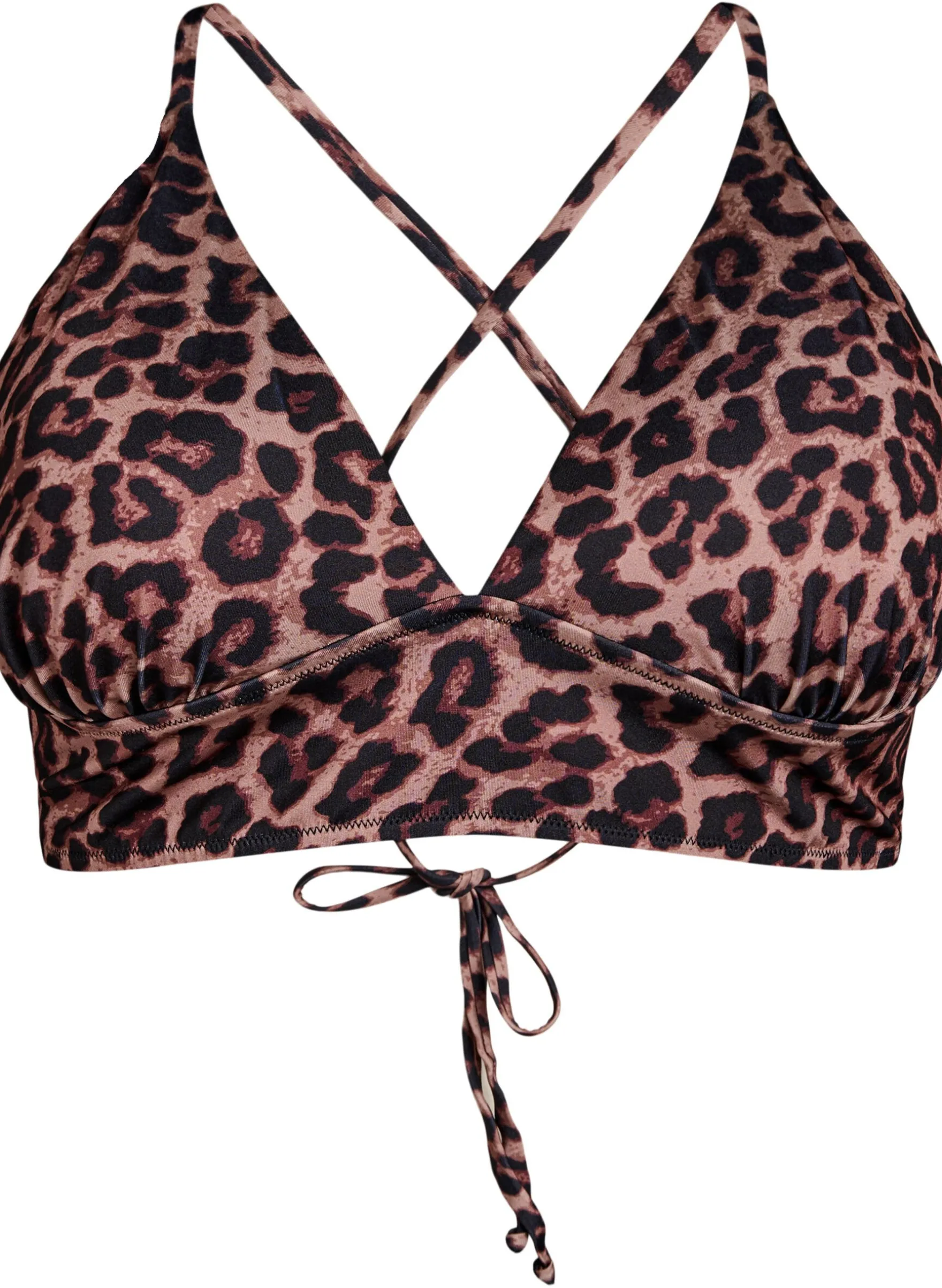 Bikinioberteil mit Leopardenmuster und Bindebändern