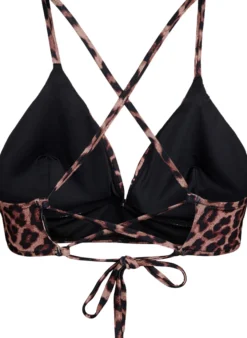 Bikinioberteil mit Leopardenmuster und Bindebändern