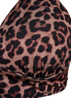 Bikinioberteil mit Leopardenmuster und Bindebändern
