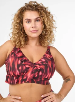 Bikinioberteil mit Print und Rüschendetails