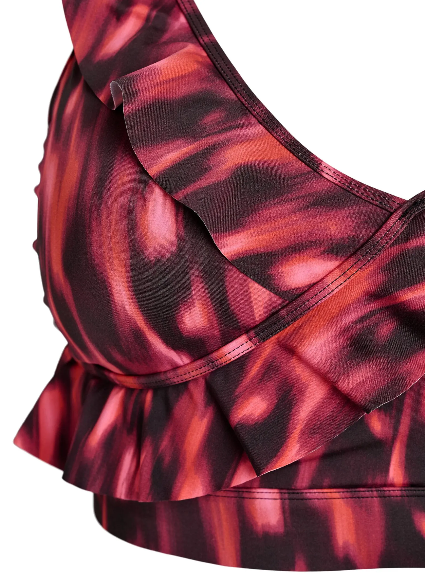 Bikinioberteil mit Print und Rüschendetails
