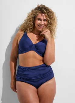 Bikini-Slip mit Drapierung und hoher Taille