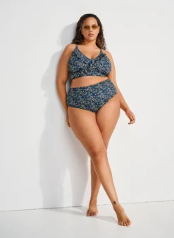 Bikini-Slip mit Print und hoher Taille