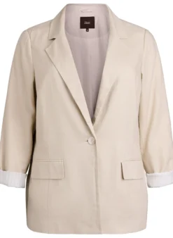 Blazer aus Leinen und Viskose mit Revers und Taschen