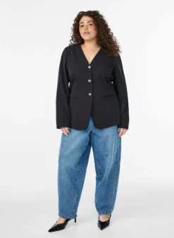 Blazer mit V-Ausschnitt und Knopfverschluss
