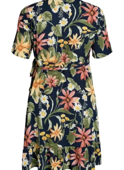 Blumiges Wickelkleid mit kurzen Ärmeln