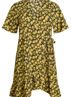 Blumiges Wickelkleid mit kurzen Ärmeln