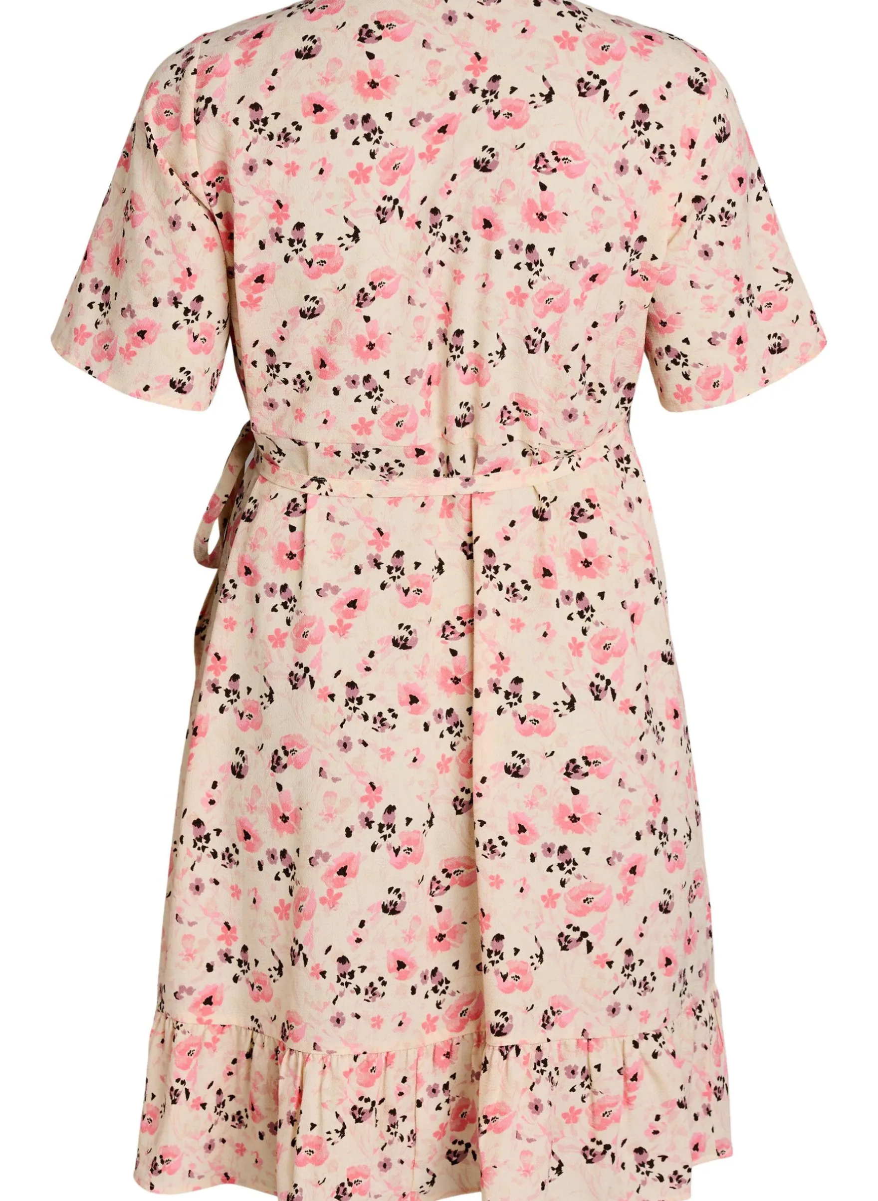 Blumiges Wickelkleid mit kurzen Ärmeln