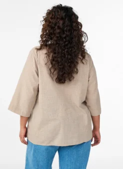 Bluse aus Baumwolle mit gestickten Details und 3/4-Ärmeln