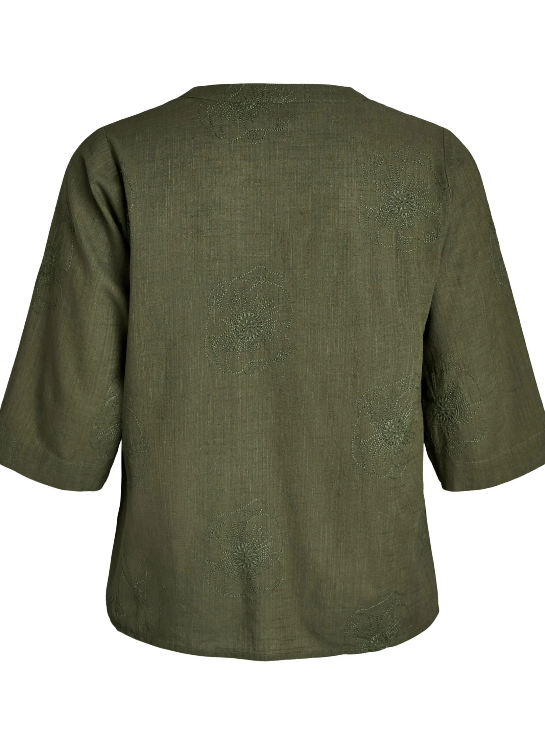 Bluse aus Baumwolle mit gestickten Details und 3/4-Ärmeln