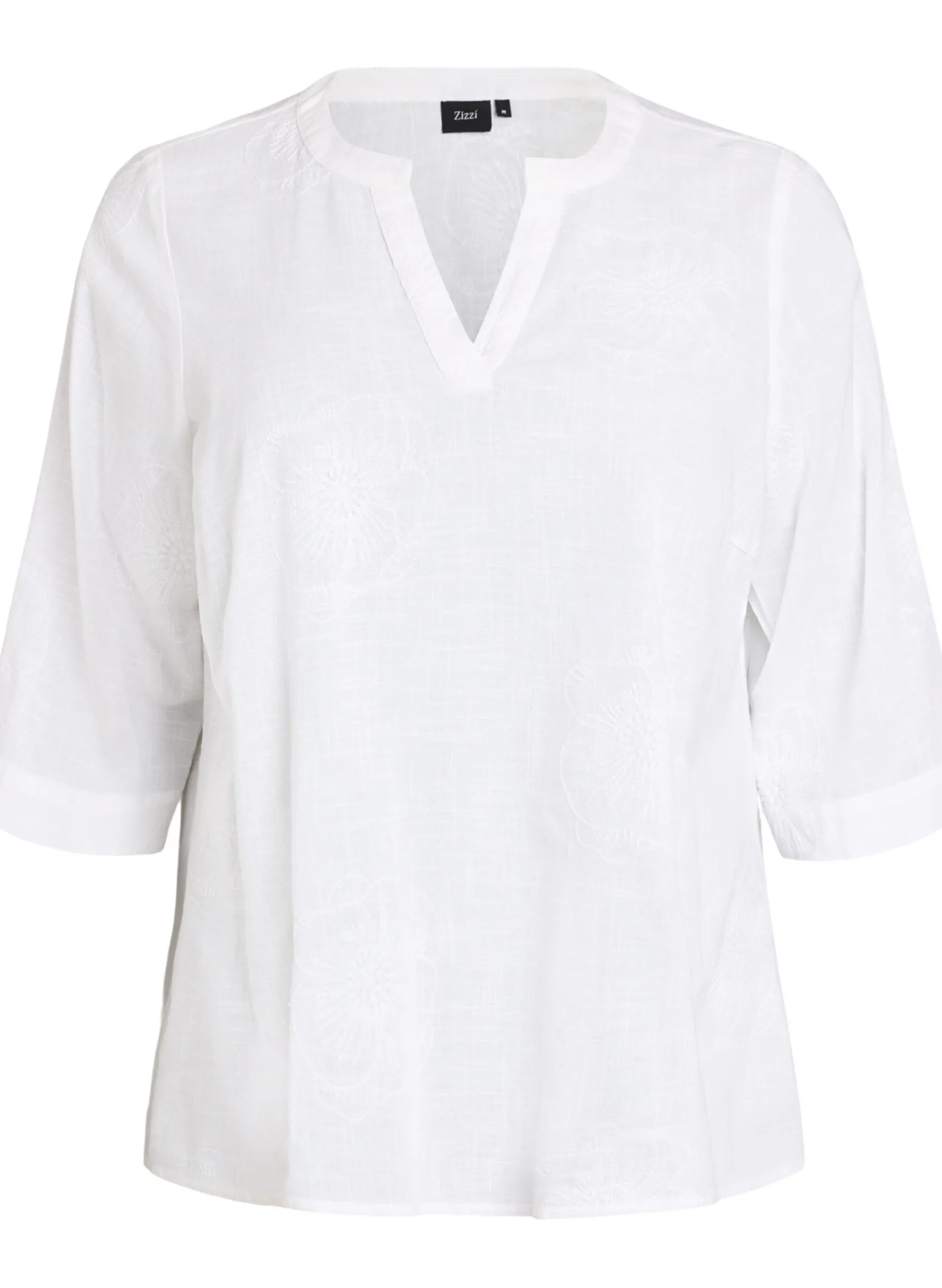 Bluse aus Baumwolle mit gestickten Details und 3/4-Ärmeln
