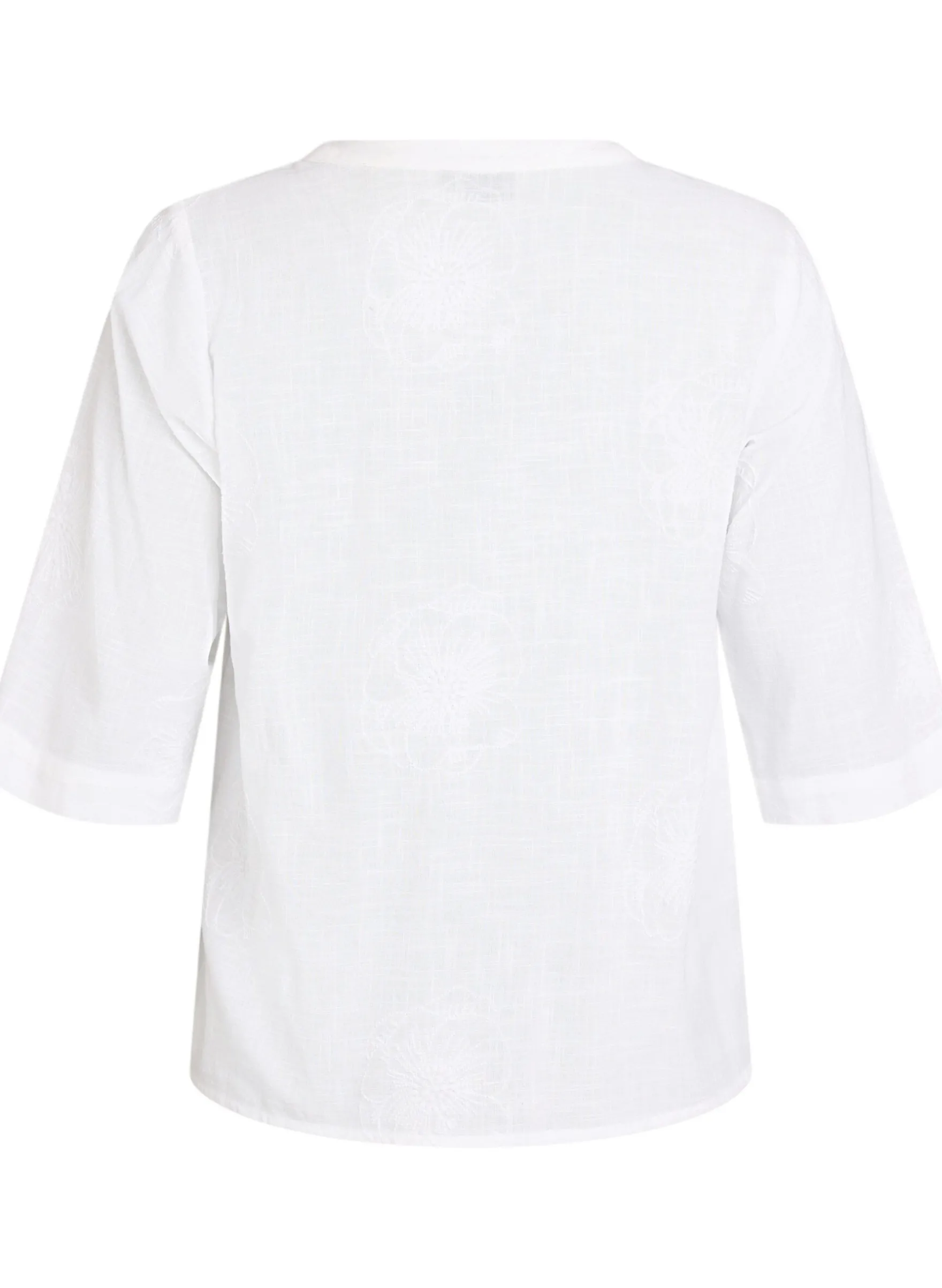 Bluse aus Baumwolle mit gestickten Details und 3/4-Ärmeln
