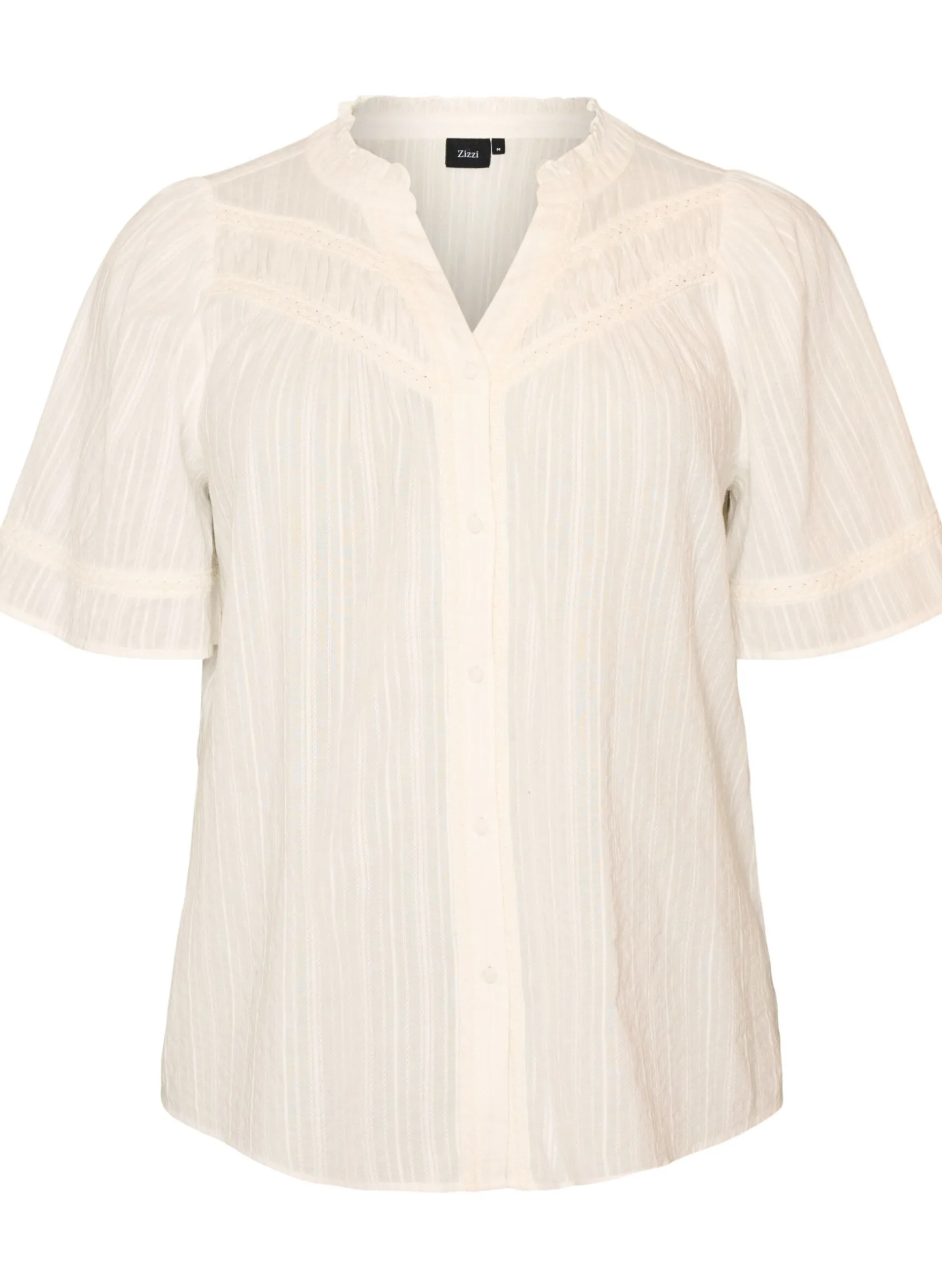 Bluse aus Baumwolle mit Zierbändern