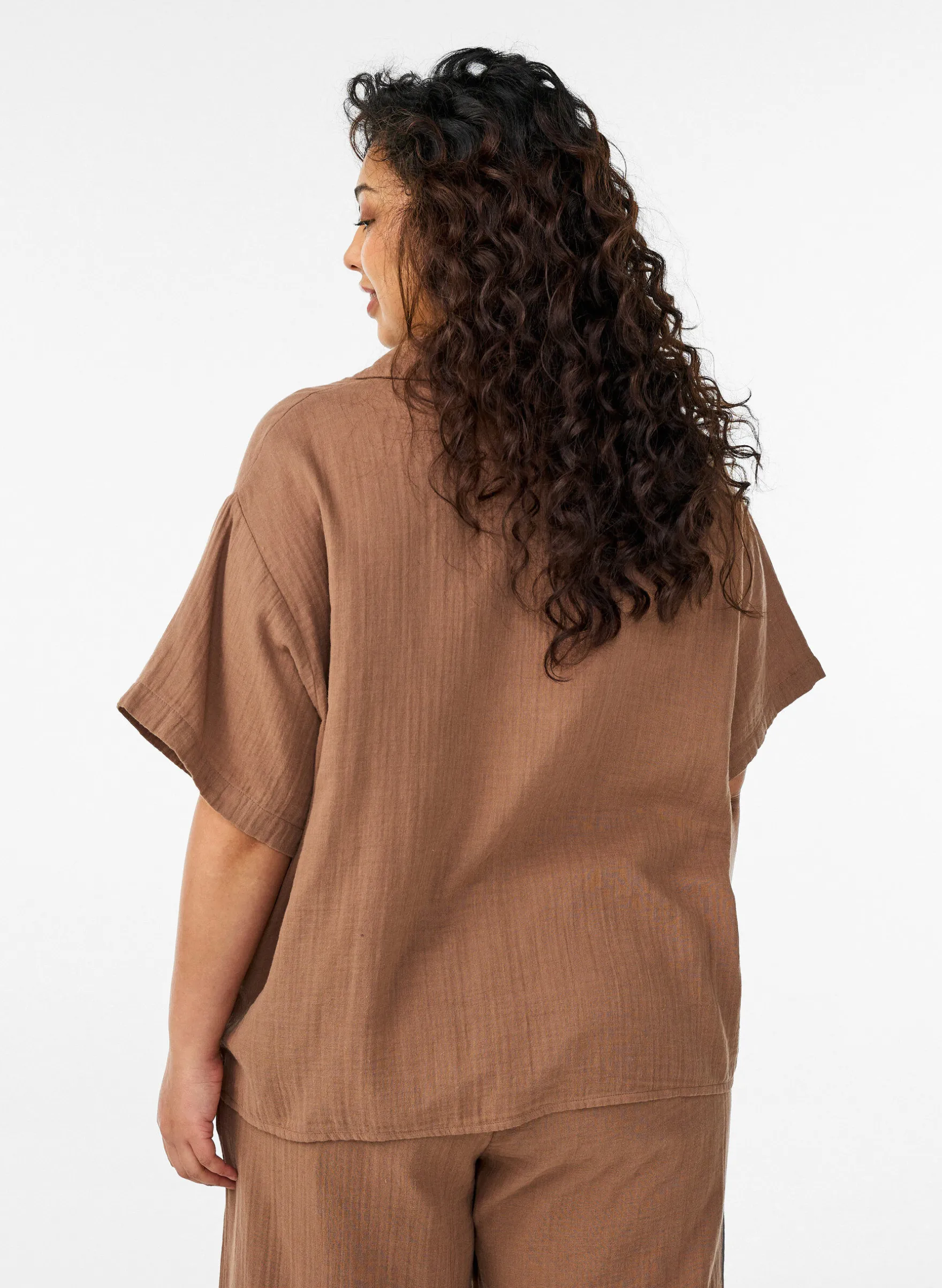 Bluse aus Baumwoll-Musselin mit kurzen Ärmeln
