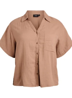 Bluse aus Baumwoll-Musselin mit kurzen Ärmeln