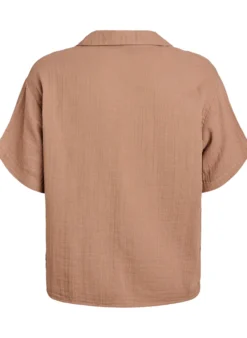 Bluse aus Baumwoll-Musselin mit kurzen Ärmeln
