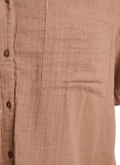 Bluse aus Baumwoll-Musselin mit kurzen Ärmeln