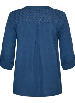Bluse aus Baumwollmusselin mit Lochstickerei