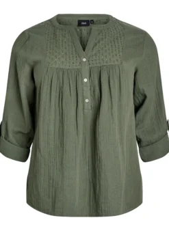 Bluse aus Baumwollmusselin mit Lochstickerei