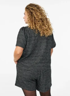 Bluse aus Bouclé mit kurzen Ärmeln