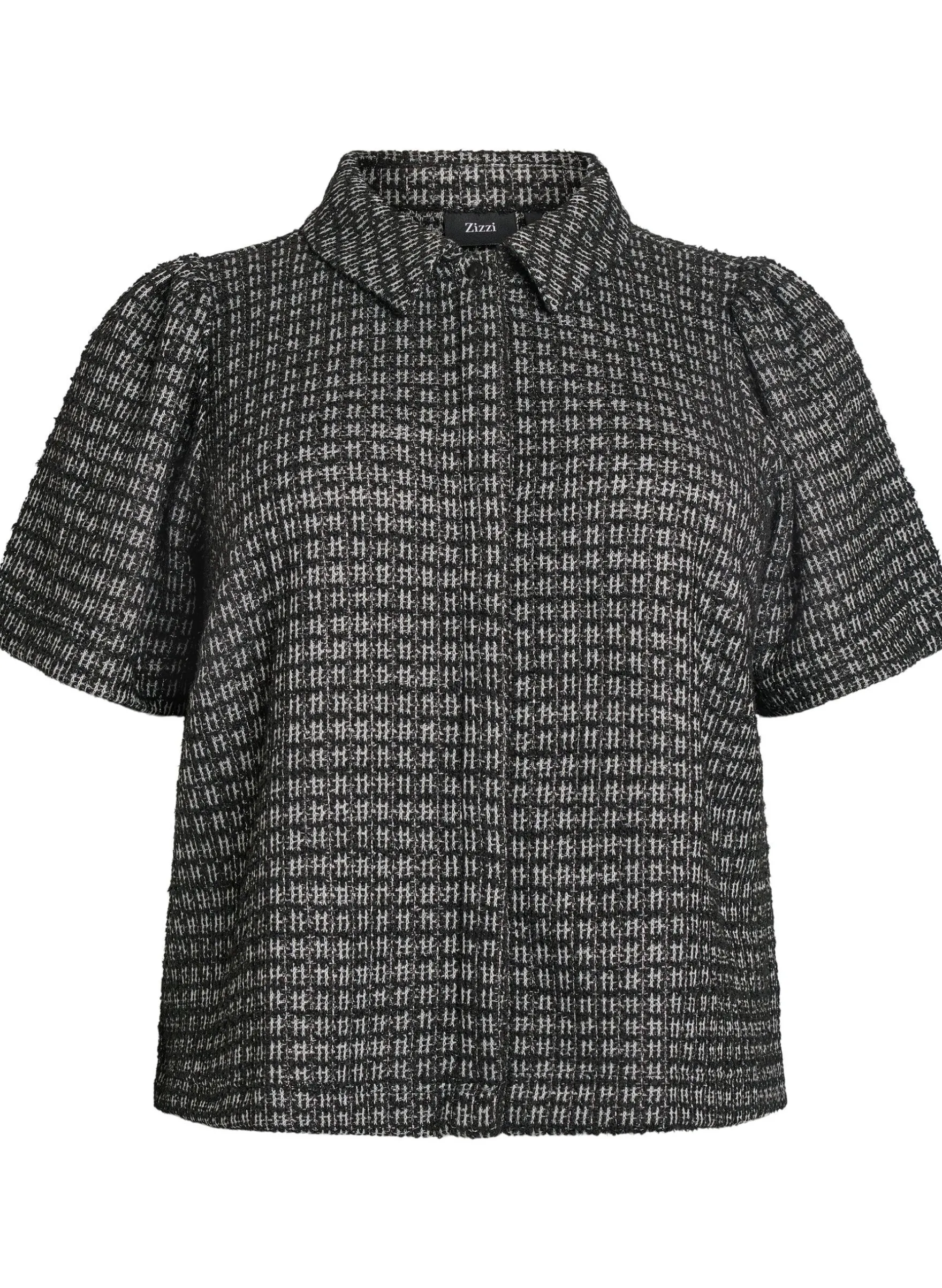 Bluse aus Bouclé mit kurzen Ärmeln