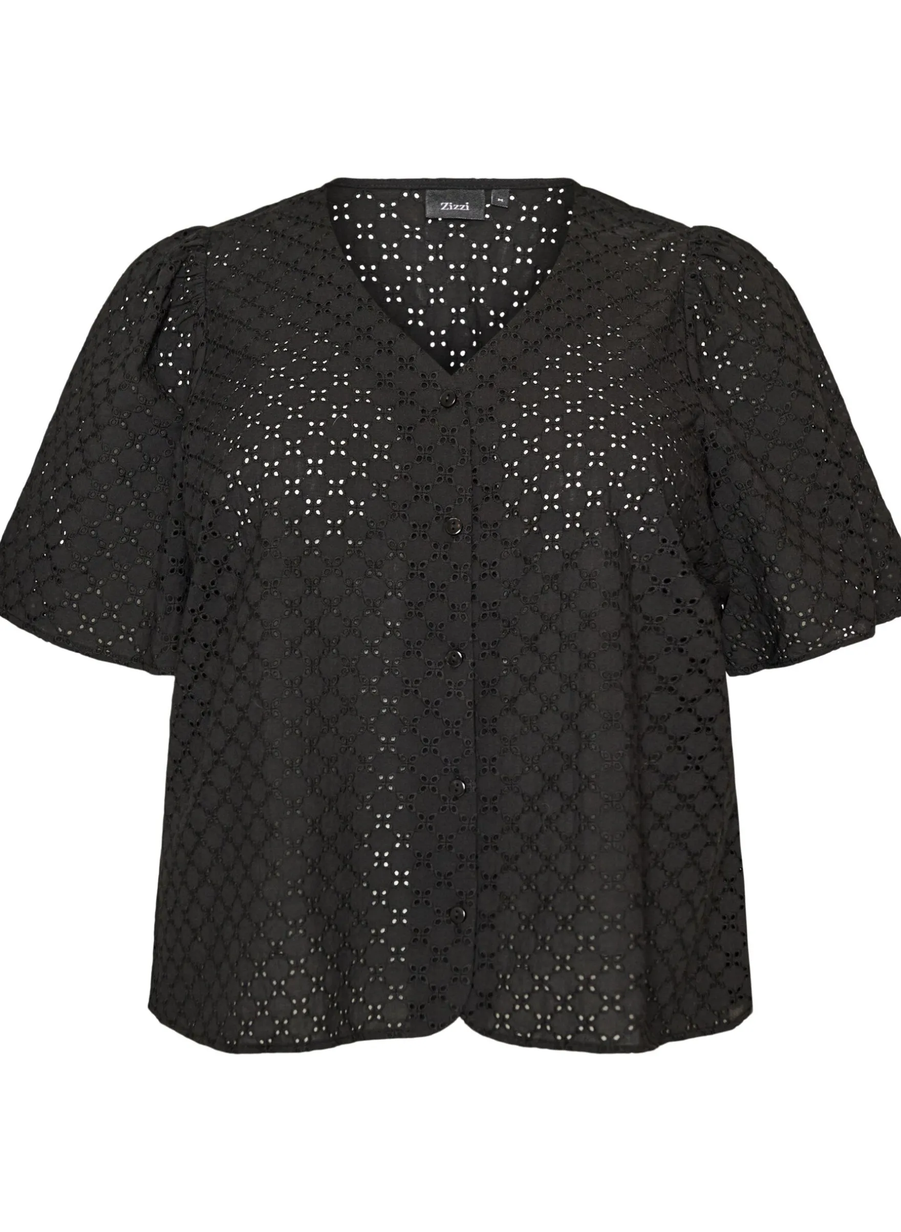 Bluse aus Broderie Anglaise mit Knopfleiste