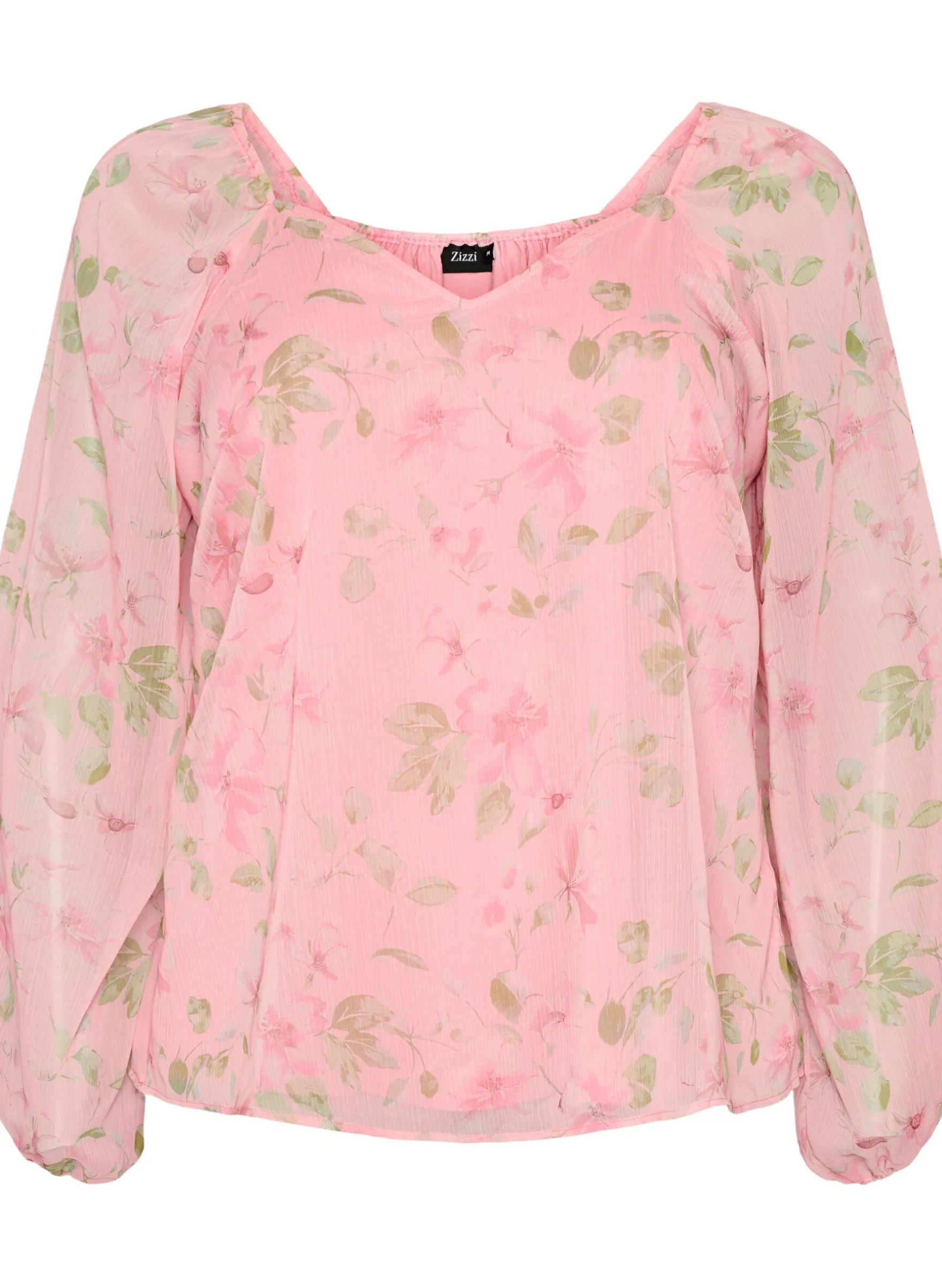Bluse aus Chiffon mit geblümtem Print und langen Ärmeln