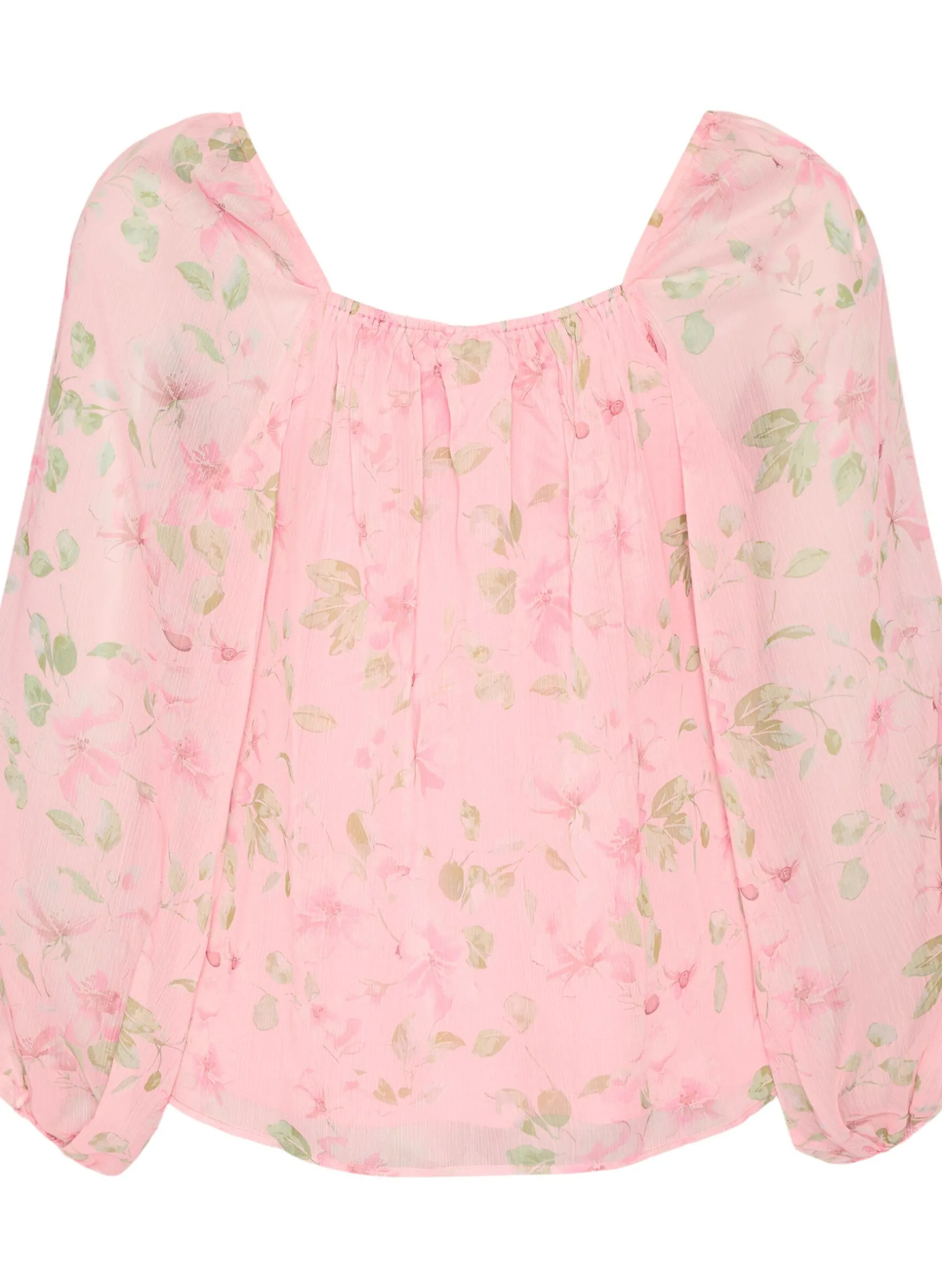 Bluse aus Chiffon mit geblümtem Print und langen Ärmeln