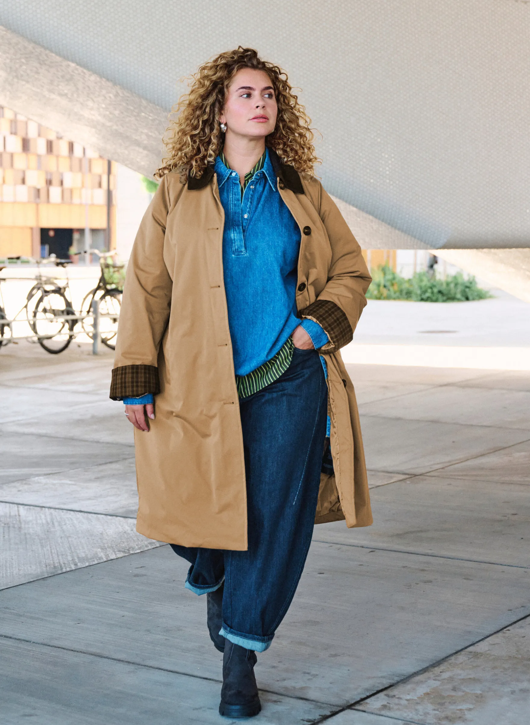 Bluse aus Denim mit Balloon-Fit