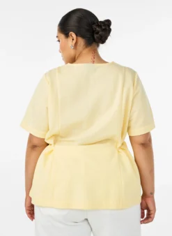 Bluse aus einer Baumwollmischung mit V-Ausschnitt und Bindeband