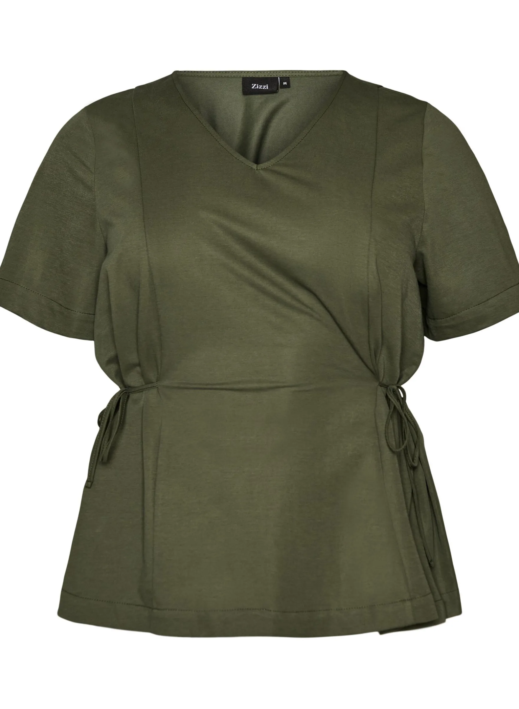 Bluse aus einer Baumwollmischung mit V-Ausschnitt und Bindeband