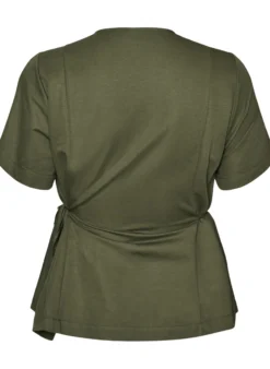 Bluse aus einer Baumwollmischung mit V-Ausschnitt und Bindeband