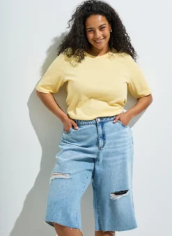 Bluse aus geripptem Jersey mit kurzen Ärmeln