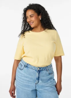 Bluse aus geripptem Jersey mit kurzen Ärmeln