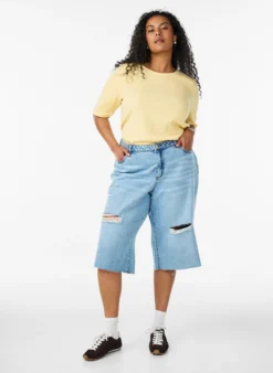 Bluse aus geripptem Jersey mit kurzen Ärmeln